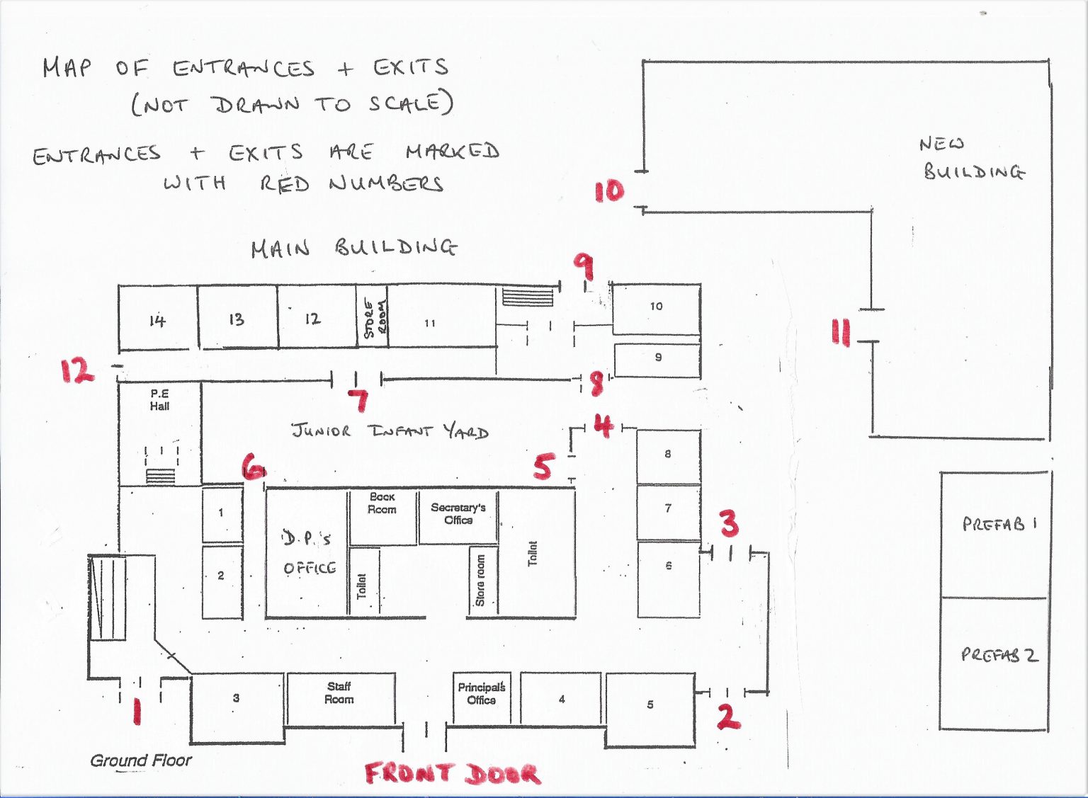 Map of school entrances and exits – Bray, Co. Wicklow, Ireland A98 F652